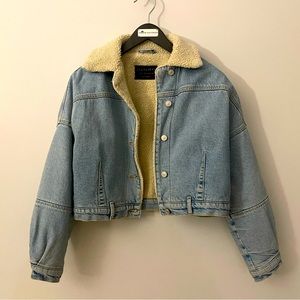 All Saints Cropped Denim Jacket for Women, US 4